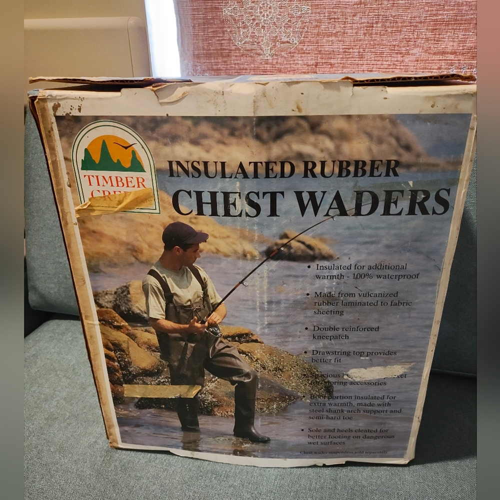 Timber Creek Chest Waders Insulated Rubber Size 9 100% Waterproof Cleated
